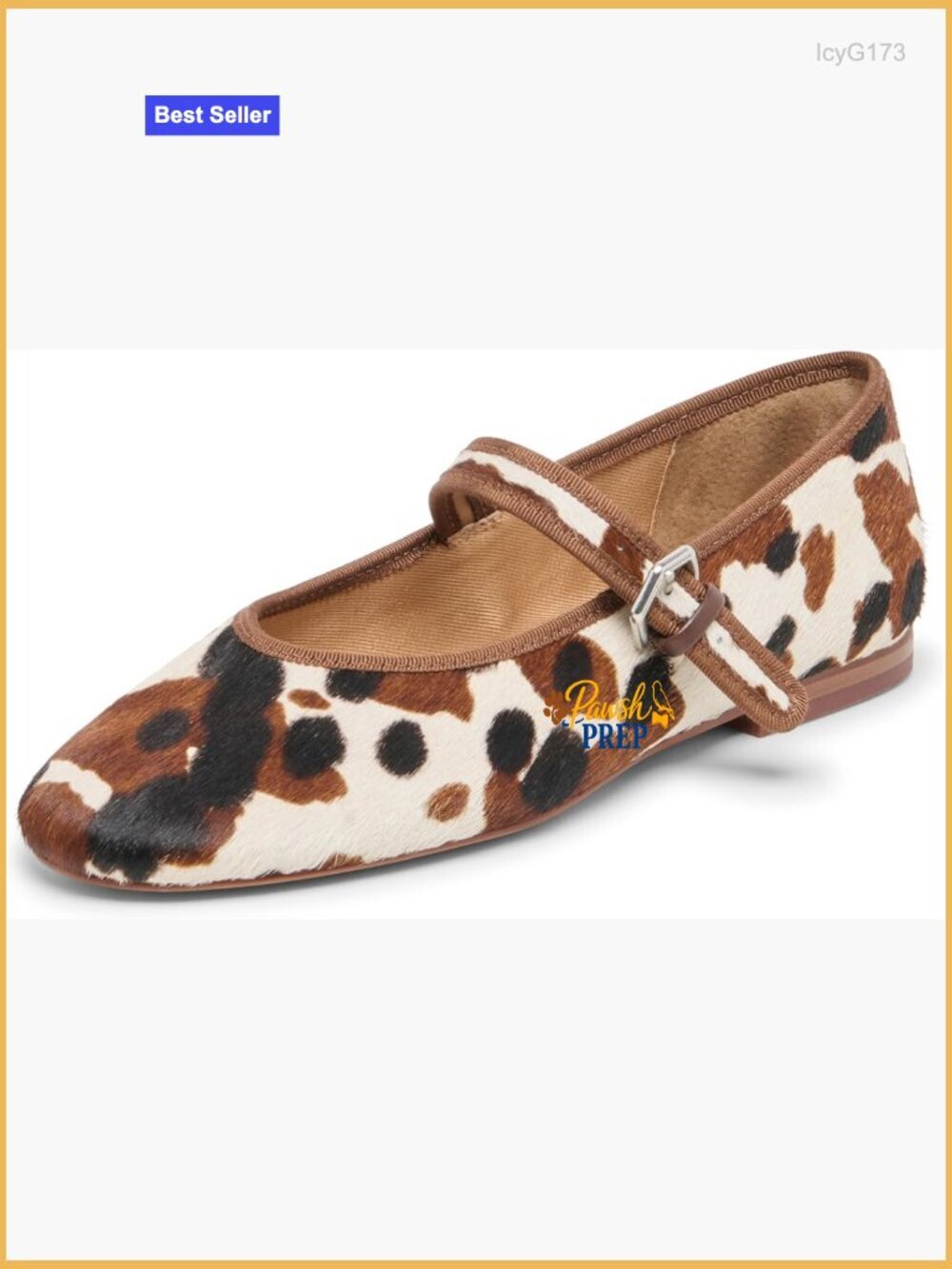 Ballet Flats - Calf Hair, Round Toe, Flat Heel, Buckle Strap